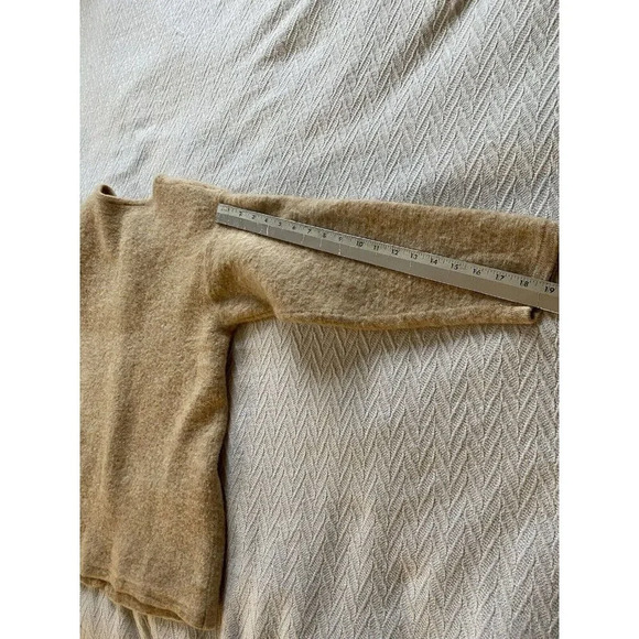 Vintage Russ Women's Wool Sweater Sz S Neutral Wood Buttons Cardigan Minimalist - Picture 9 of 15